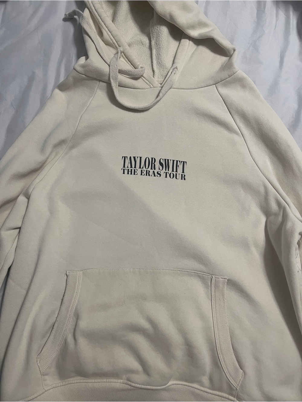 Taylor Swift Cream The Eras Tour Hoodie with Black Print